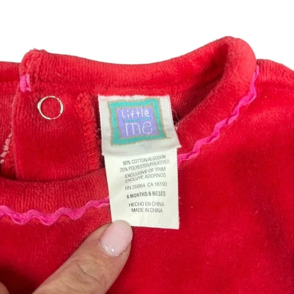 Little Me Baby Girl Velour Footie Pajamas Sleeper 6 Months Rainbow Floral - Picture 4 of 6